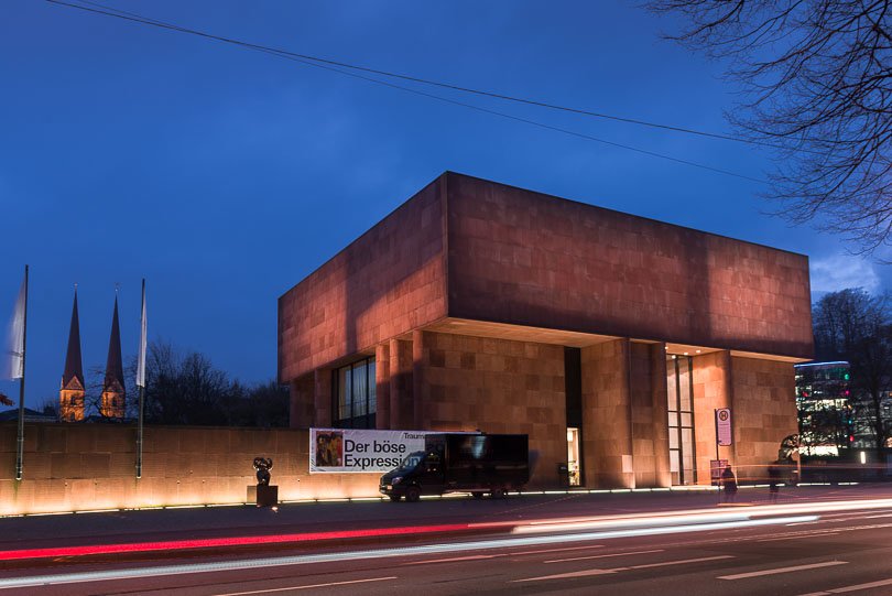 Bielefeld, Kunsthalle, Abendstimmung, blaue Stunde, Sehenswürdigkeiten