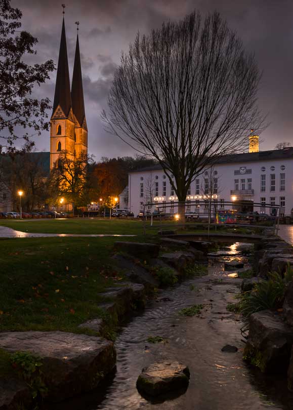 Bielefeld, Lutter, Sparrenburg, Neustädter Marienkirche, Abend, Winterabend