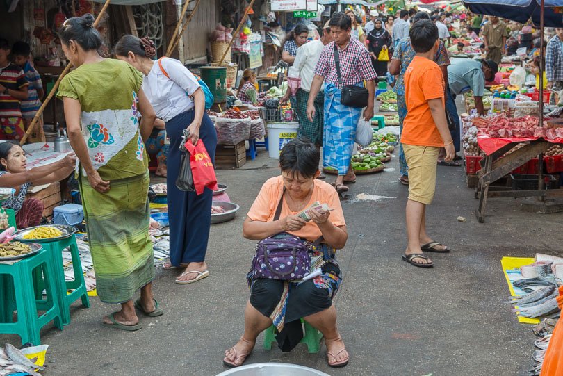 Myanmar, Yangon, Rangun, Markt