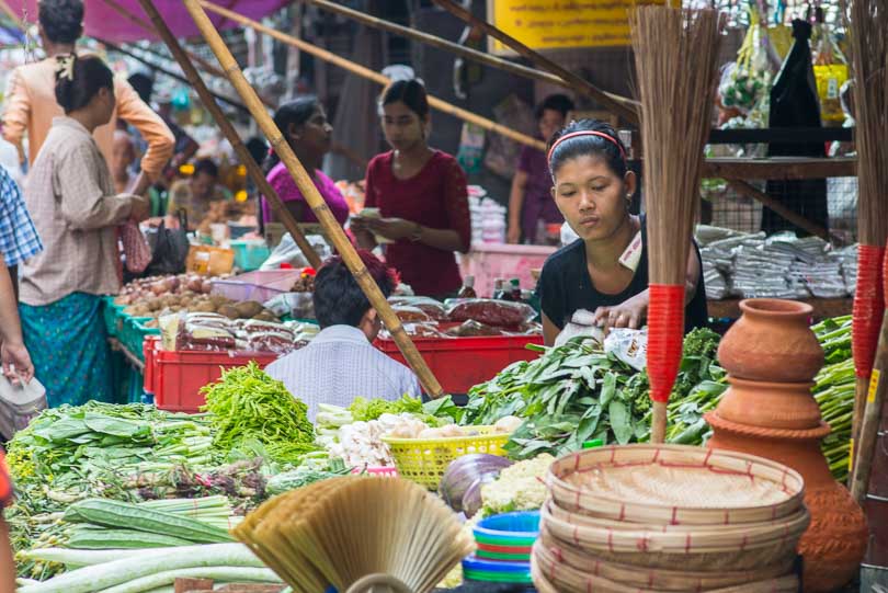 Marktszene in Rangun, Myanmar