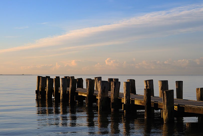 Nordsee, Föhr, Steg, Sonnenaufgang, Morgenstimmung