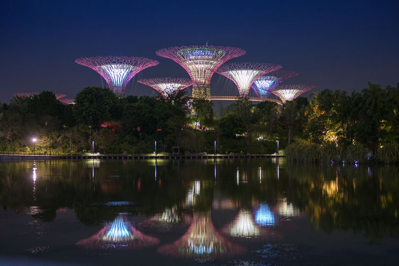 Singapur, Supertrees, Flower Dome, Nacht, Nightlife