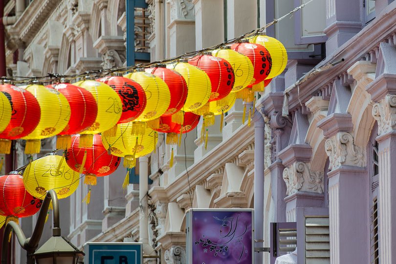 Singapur, Chinatown, Fassaden, Lampions