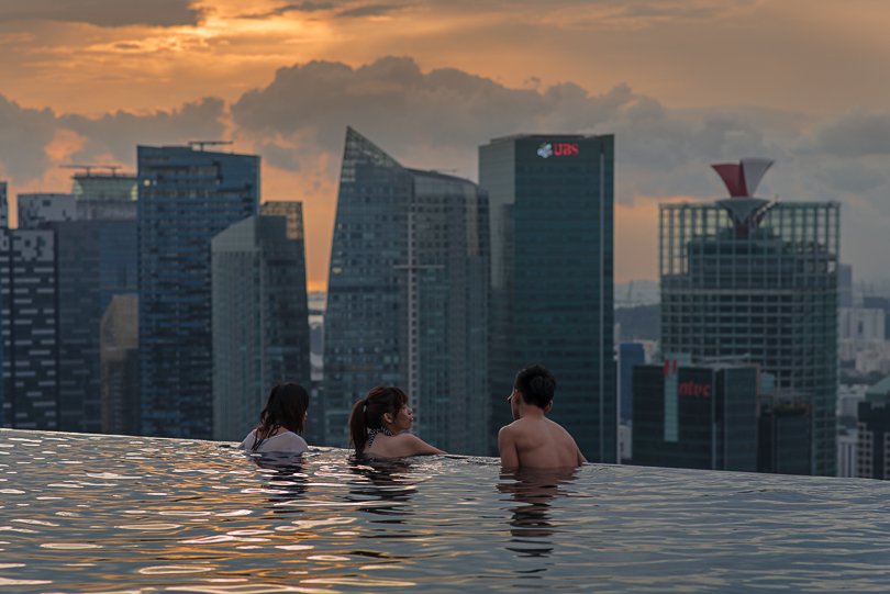 Singapur, Pool, Hoteldach, Marina Bay Sands Hotel, Singapore Highlights, infinity pool