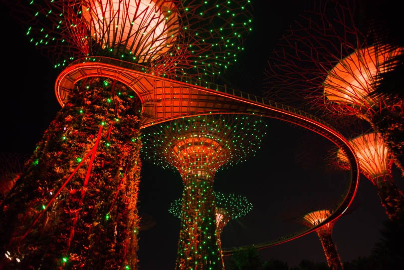 Singapur, Supertrees by Night, Gardens by the Bay, Singapore Highlights