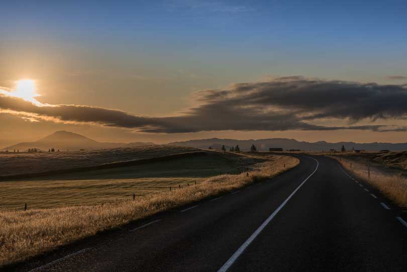 Island, Vulkan Hekla, Sonnenaufgang