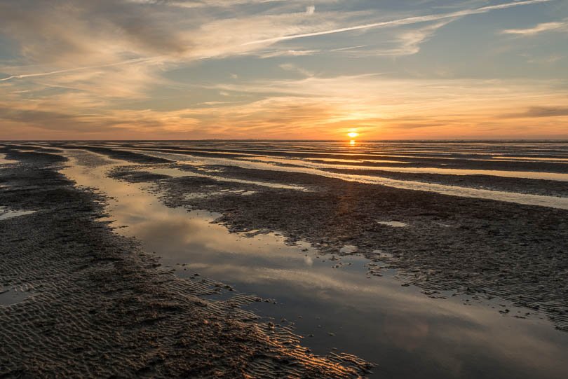 Nordsee, Wattenmeer, Sonnenuntergang